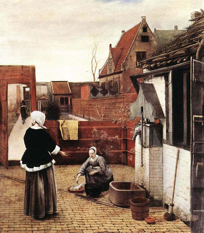 Woman and maid in Courtyard